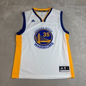 Adidas Golden State Warriors Kevin Durant #35 Jersey Mens L White Preowned Stain